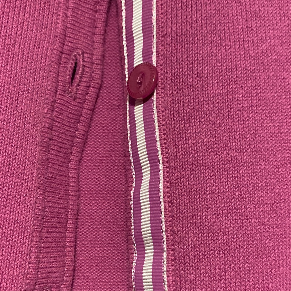 Denim & Co Raspberry Pink Grosgrain Button Placket Cardigan - Picture 3 of 4